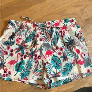 Pink tropical flamingo shorts. FRANCESCAS
